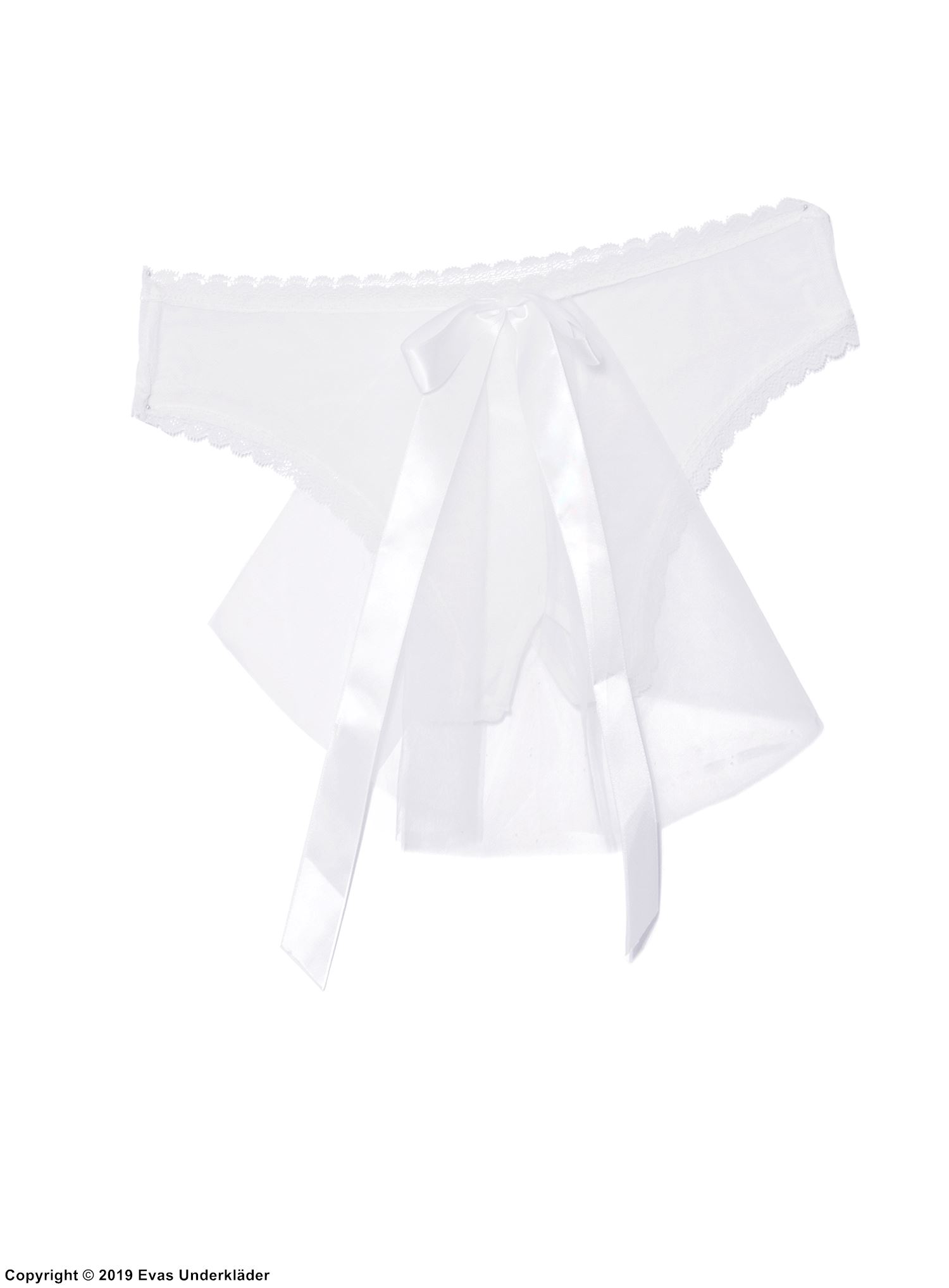 Romantic panties, big bow, open crotch, veil, plus size